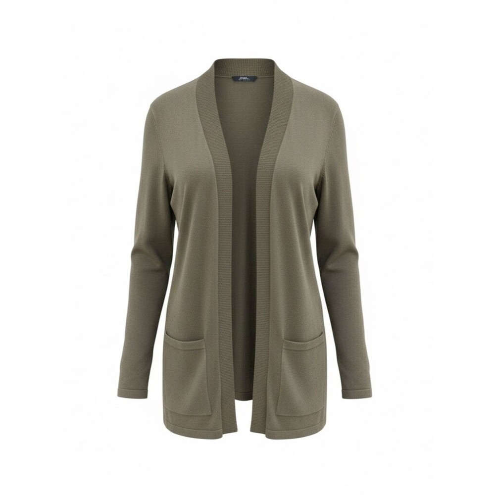 Jones New York Open-Front Olive Green Women's S Cardigan Sweater Nice Weight